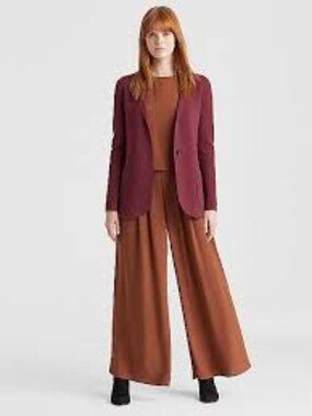 NWT Eileen Fisher Monterey Washable Merino Wool Interlock Notch Collar Cardigan